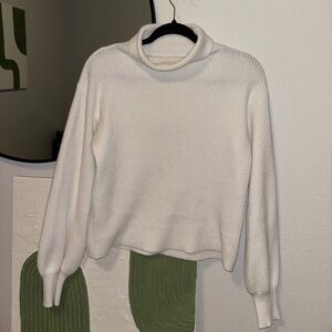 Soft Knit Cream Cowl-Neck Sweater